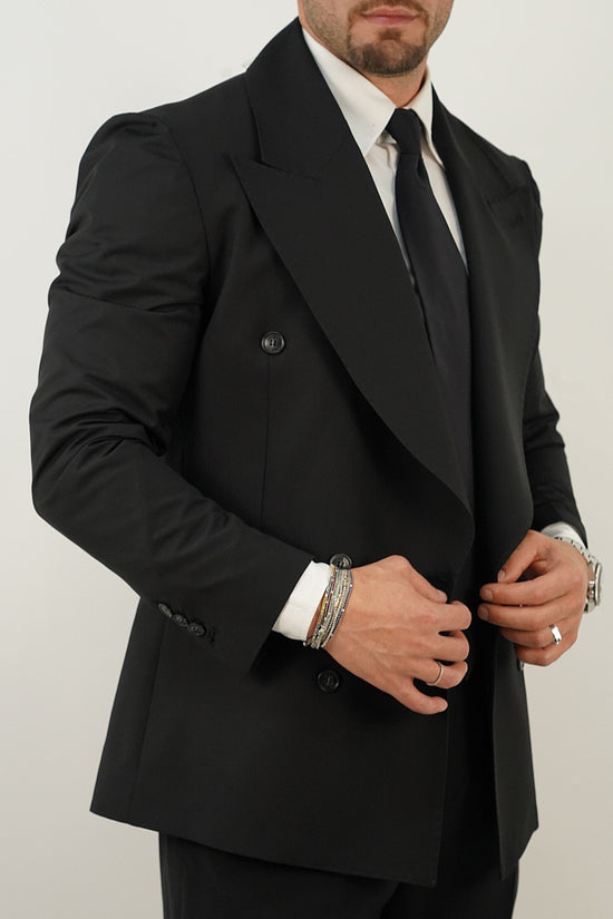 Abito Extensive doppiopetto petto a lancia corvino