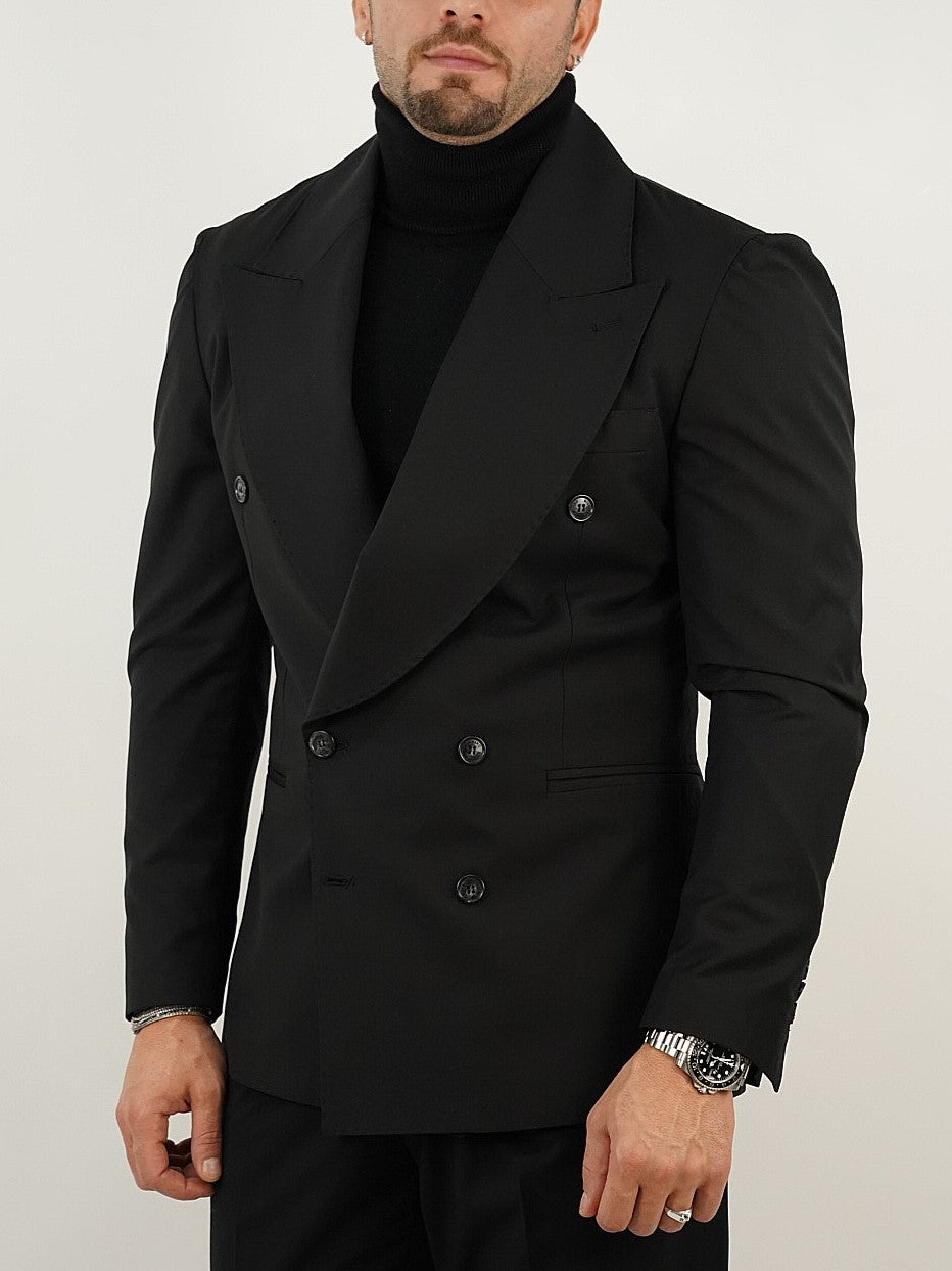 Abito Extensive doppiopetto petto a lancia corvino