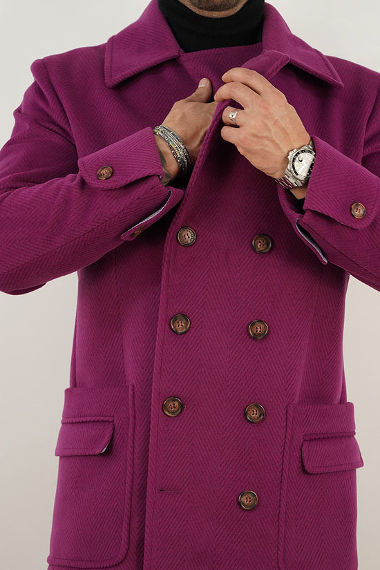 Cappotto Chesterfield Spigato Prugna