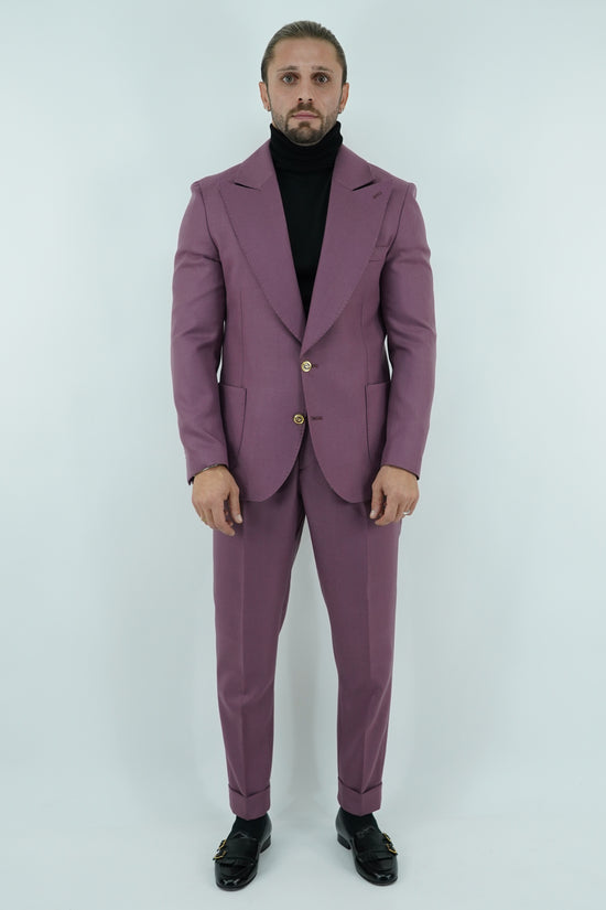 Abito extensive monopetto petto a lancia diagonale cipolla con bottoni oro