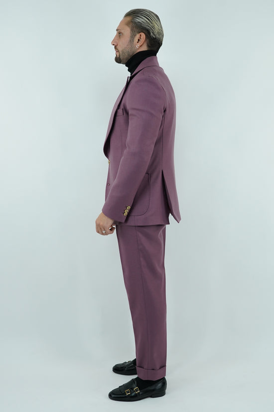 Abito extensive monopetto petto a lancia diagonale cipolla con bottoni oro