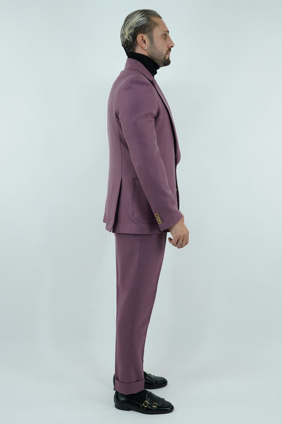 Abito extensive monopetto petto a lancia diagonale cipolla con bottoni oro