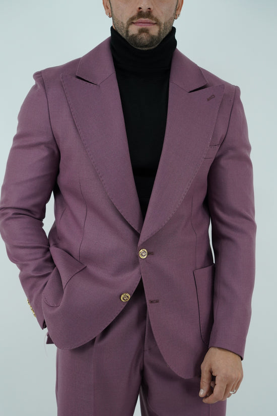 Abito extensive monopetto petto a lancia diagonale cipolla con bottoni oro