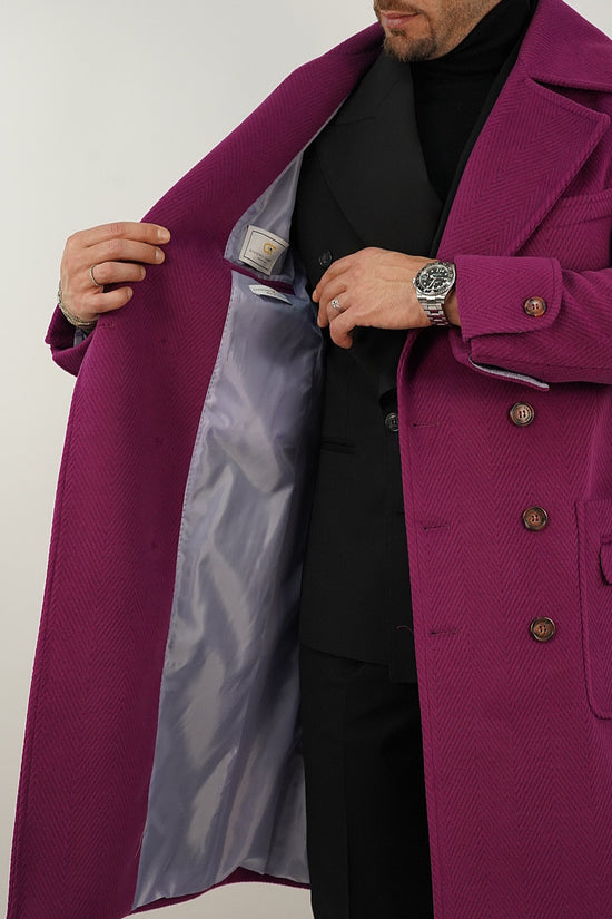 Cappotto Chesterfield Spigato Prugna