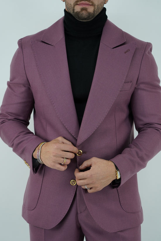 Abito extensive monopetto petto a lancia diagonale cipolla con bottoni oro