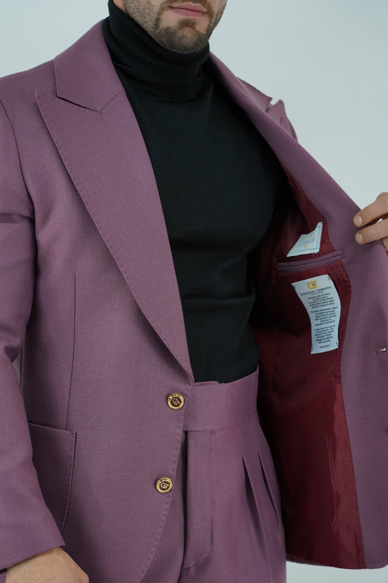 Abito extensive monopetto petto a lancia diagonale cipolla con bottoni oro