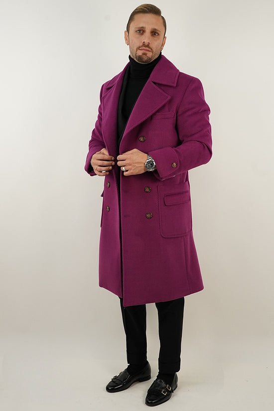 Cappotto Chesterfield Spigato Prugna