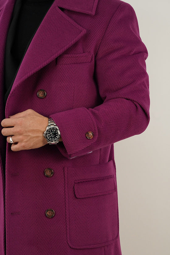 Cappotto Chesterfield Spigato Prugna