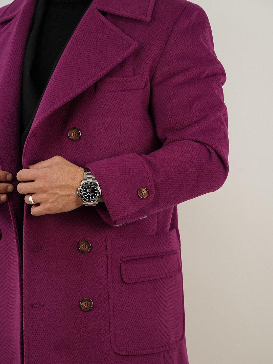 Cappotto Chesterfield Spigato Prugna