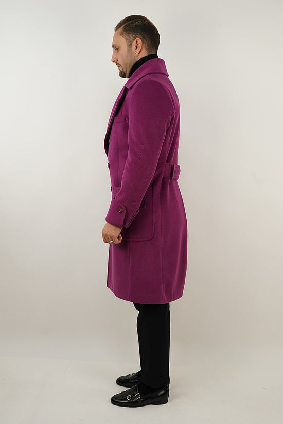 Cappotto Chesterfield Spigato Prugna