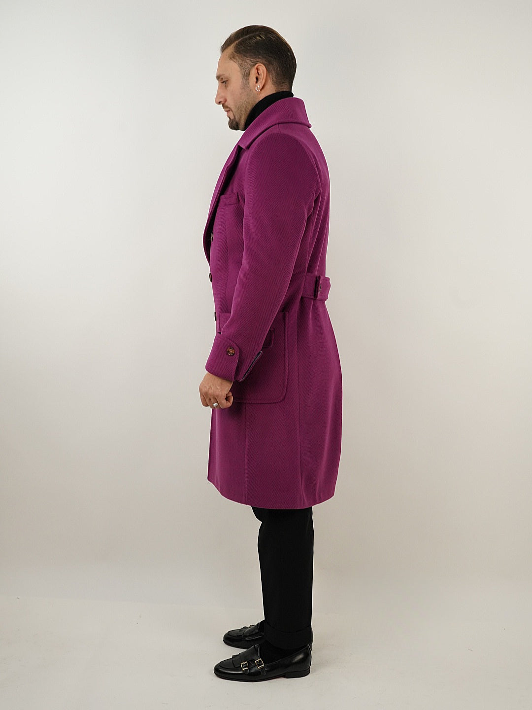 Cappotto Chesterfield Spigato Prugna