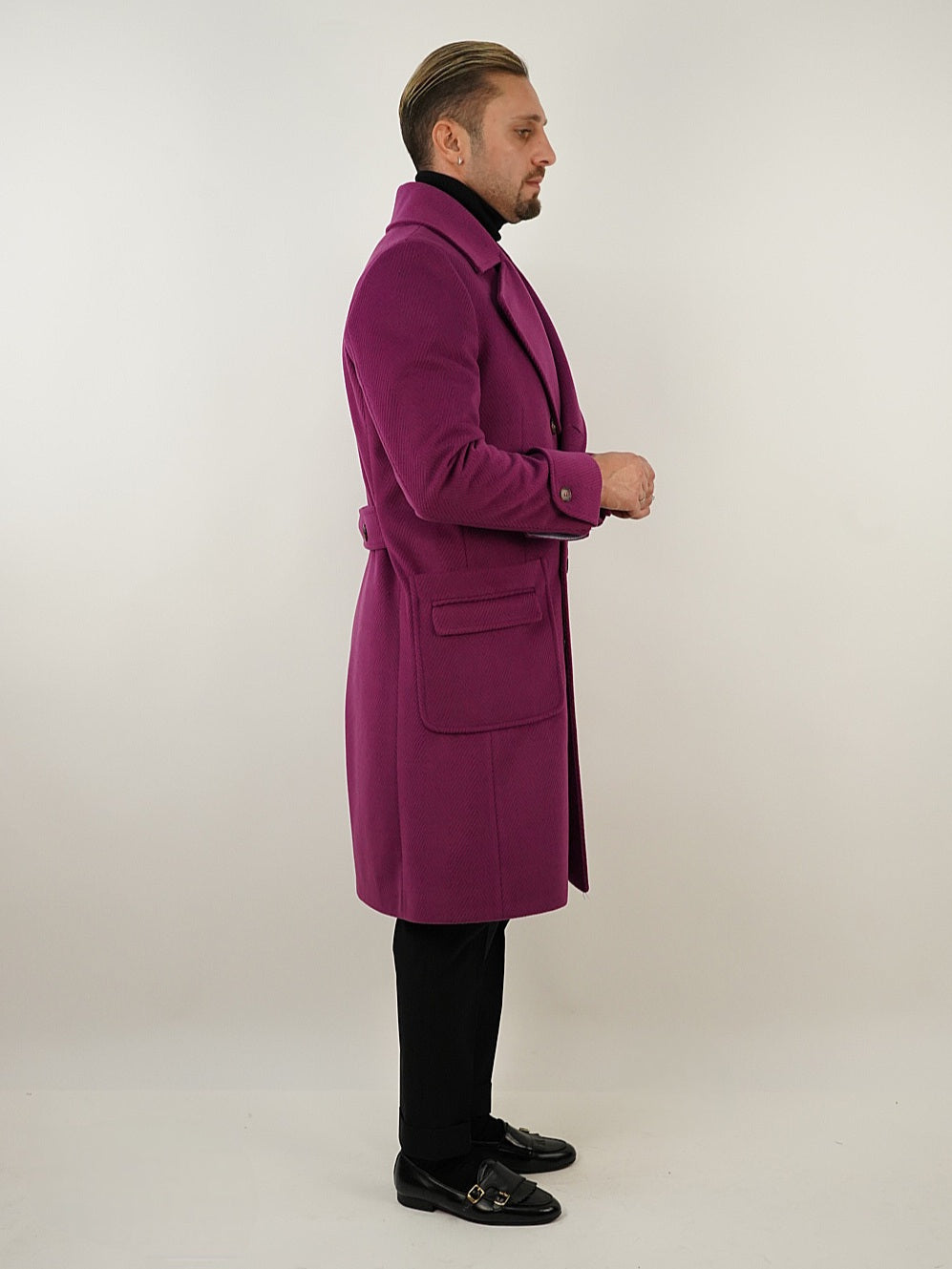 Cappotto Chesterfield Spigato Prugna