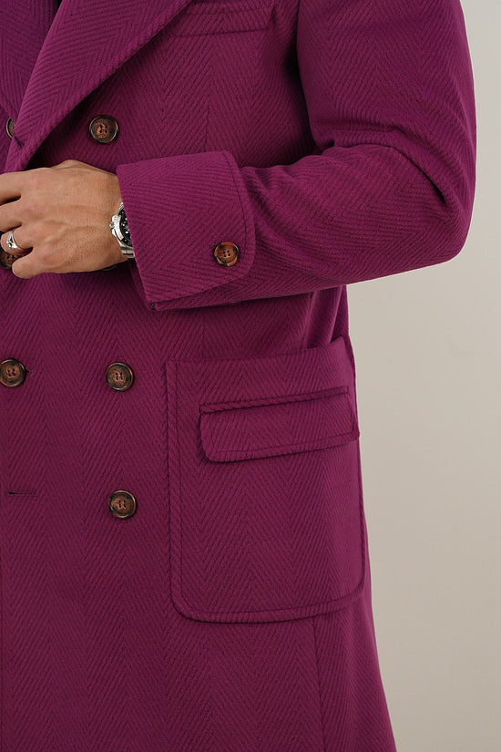 Cappotto Chesterfield Spigato Prugna