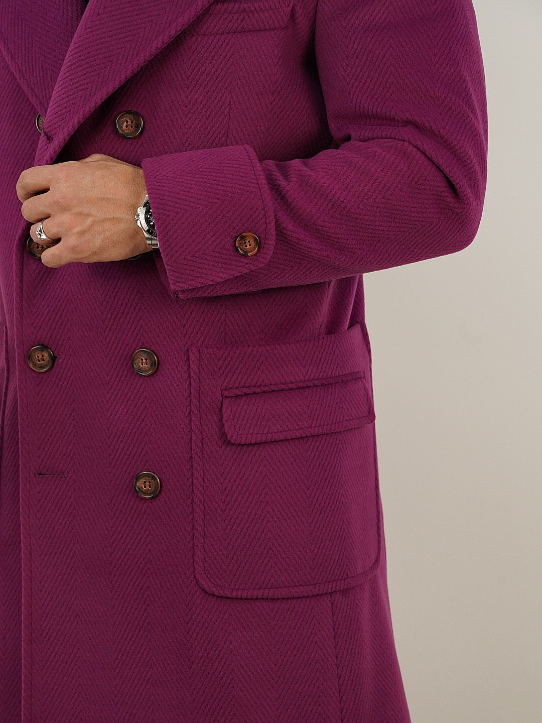 Cappotto Chesterfield Spigato Prugna