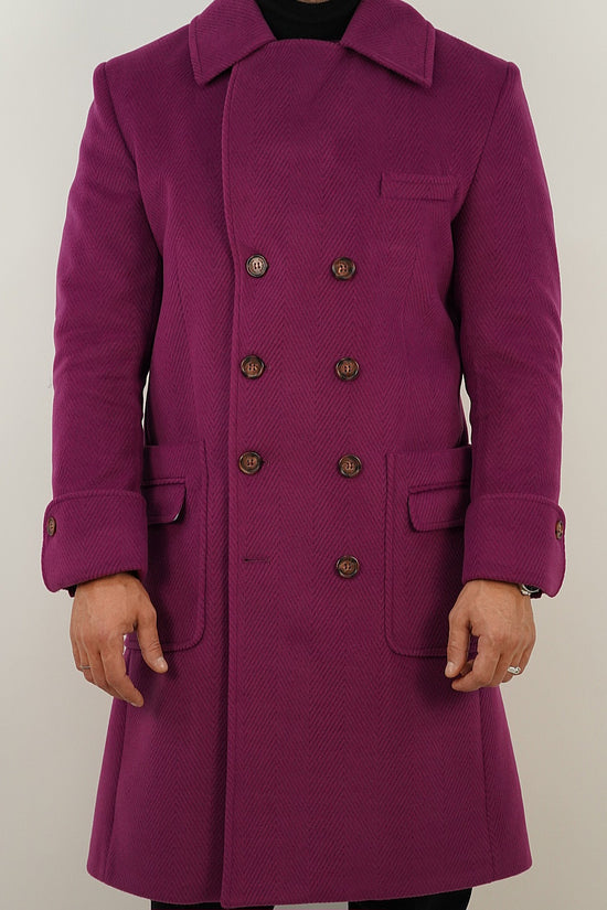 Cappotto Chesterfield Spigato Prugna