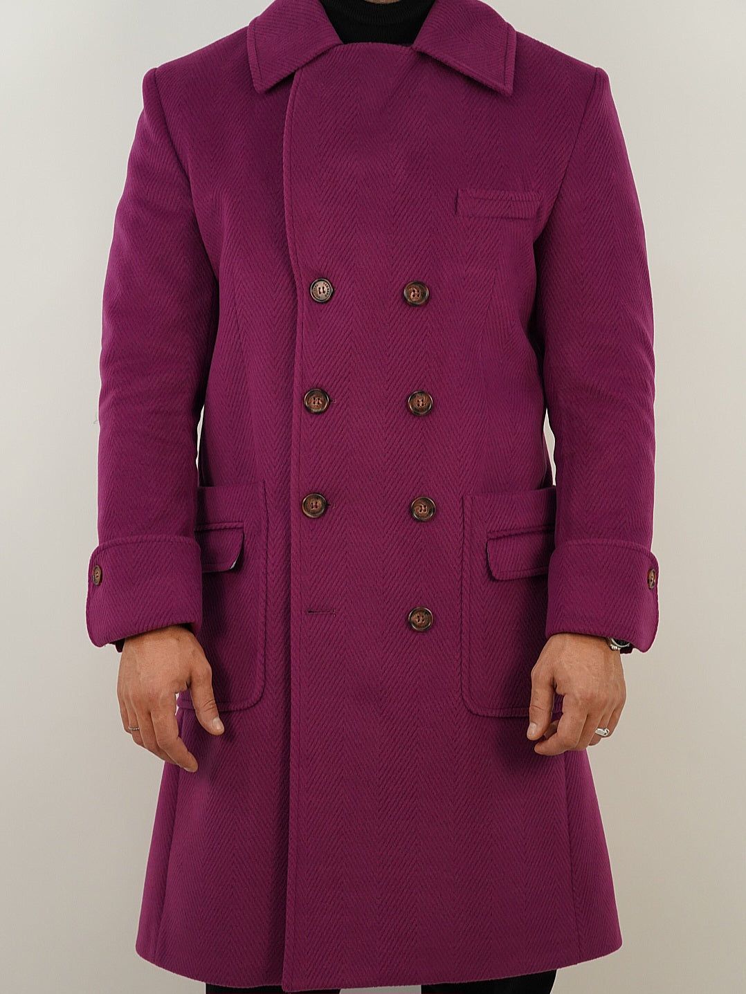 Cappotto Chesterfield Spigato Prugna