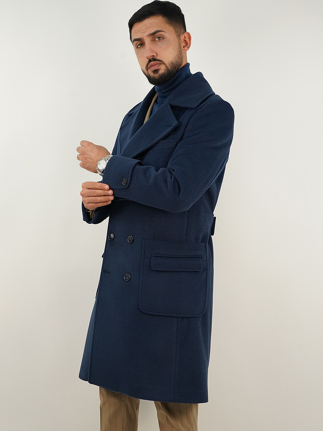 Cappotto Chesterfield Spigato Zaffiro