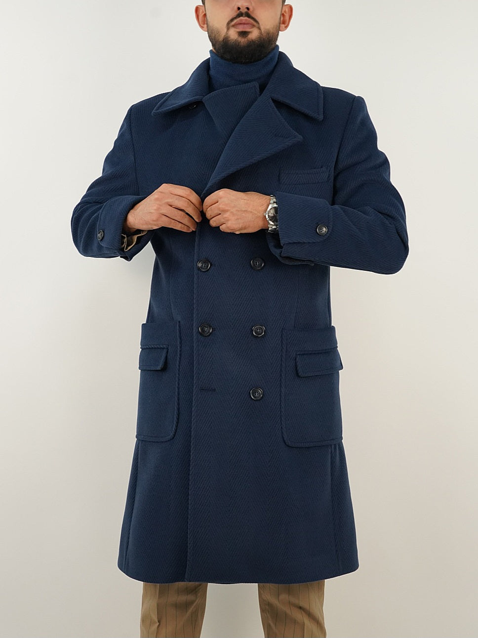 Cappotto Chesterfield Spigato Zaffiro