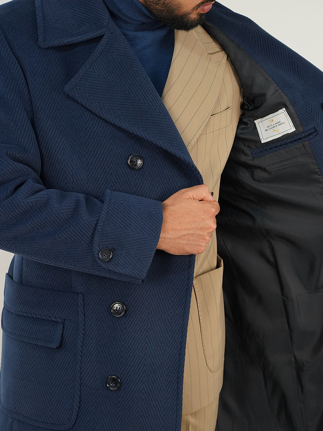 Cappotto Chesterfield Spigato Zaffiro