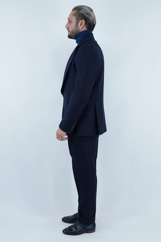 Abito Extensive monopetto petto a lancia spigato blu