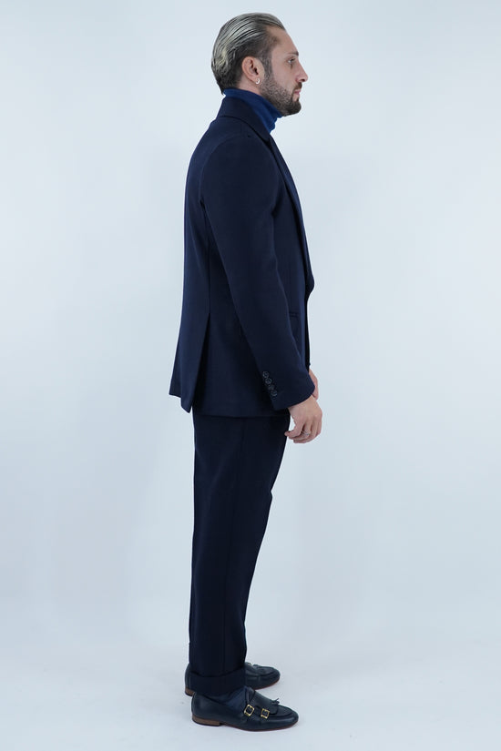 Abito Extensive monopetto petto a lancia spigato blu