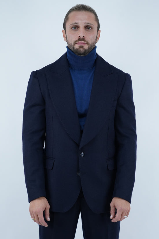 Abito Extensive monopetto petto a lancia spigato blu