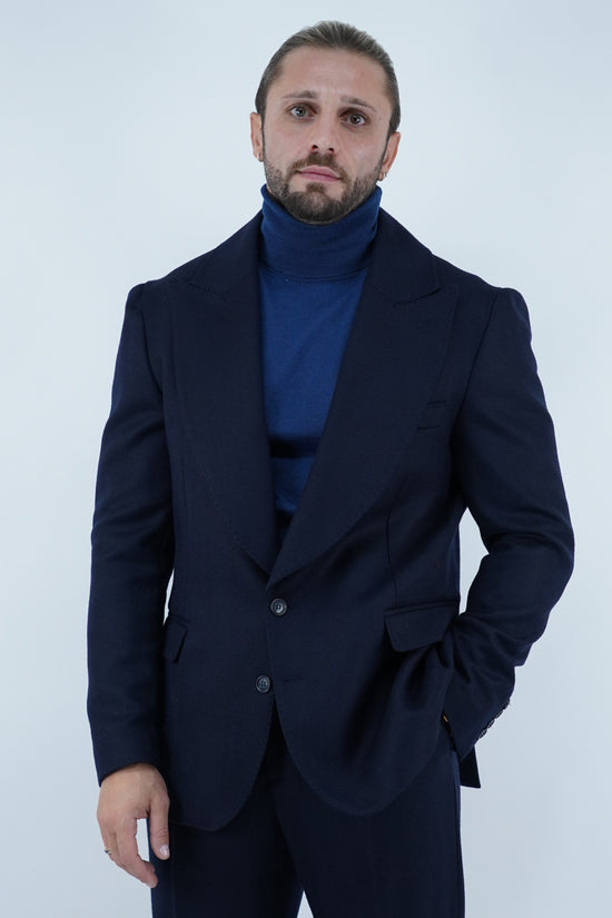 Abito Extensive monopetto petto a lancia spigato blu