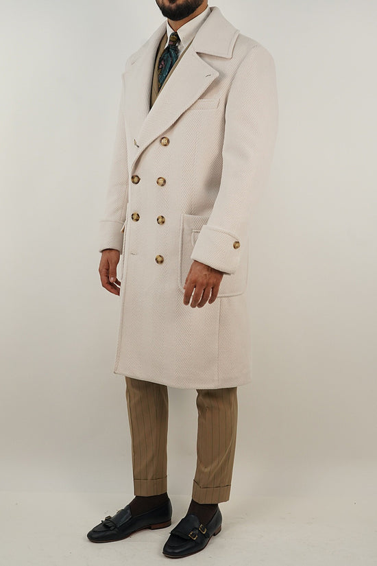 Cappotto Chesterfield Spigato Panna