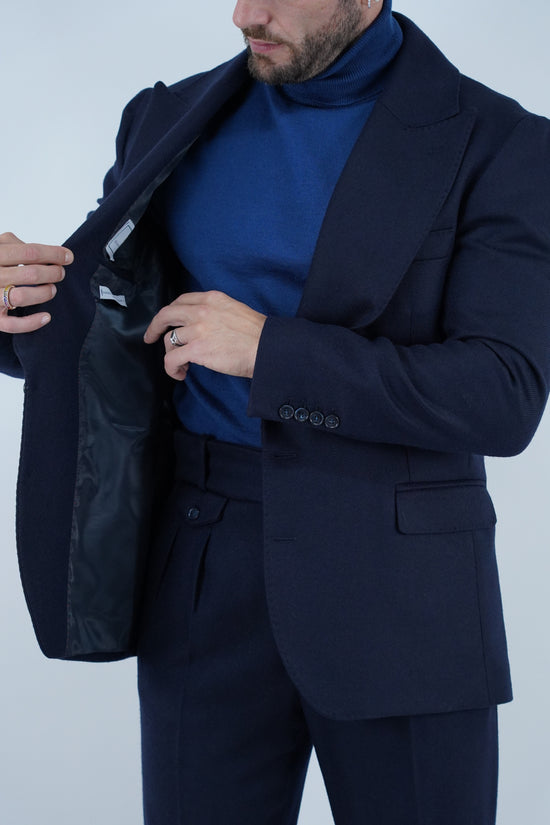 Abito Extensive monopetto petto a lancia spigato blu