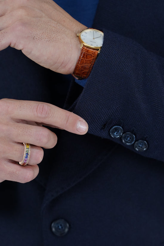 Abito Extensive monopetto petto a lancia spigato blu