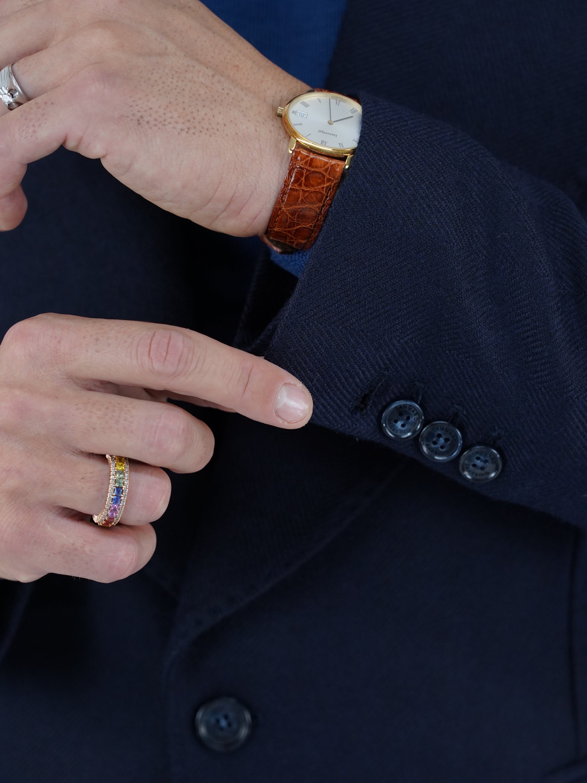 Abito Extensive monopetto petto a lancia spigato blu