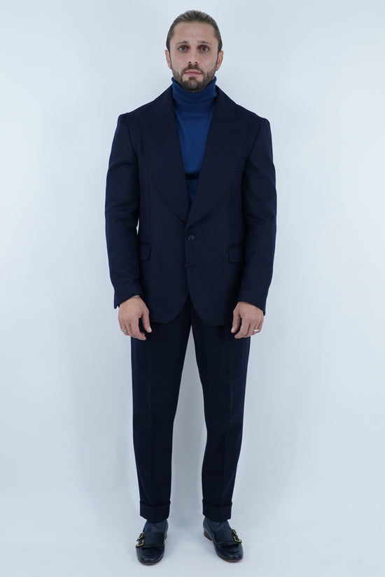 Abito Extensive monopetto petto a lancia spigato blu