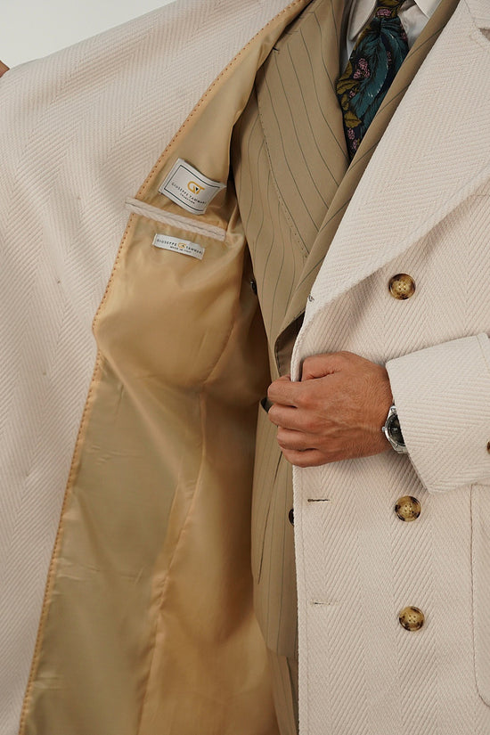 Cappotto Chesterfield Spigato Panna
