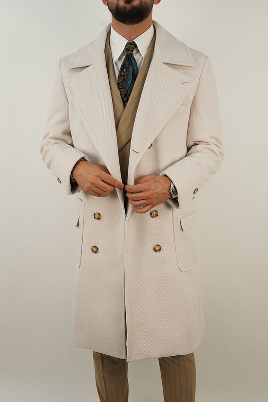 Cappotto Chesterfield Spigato Panna