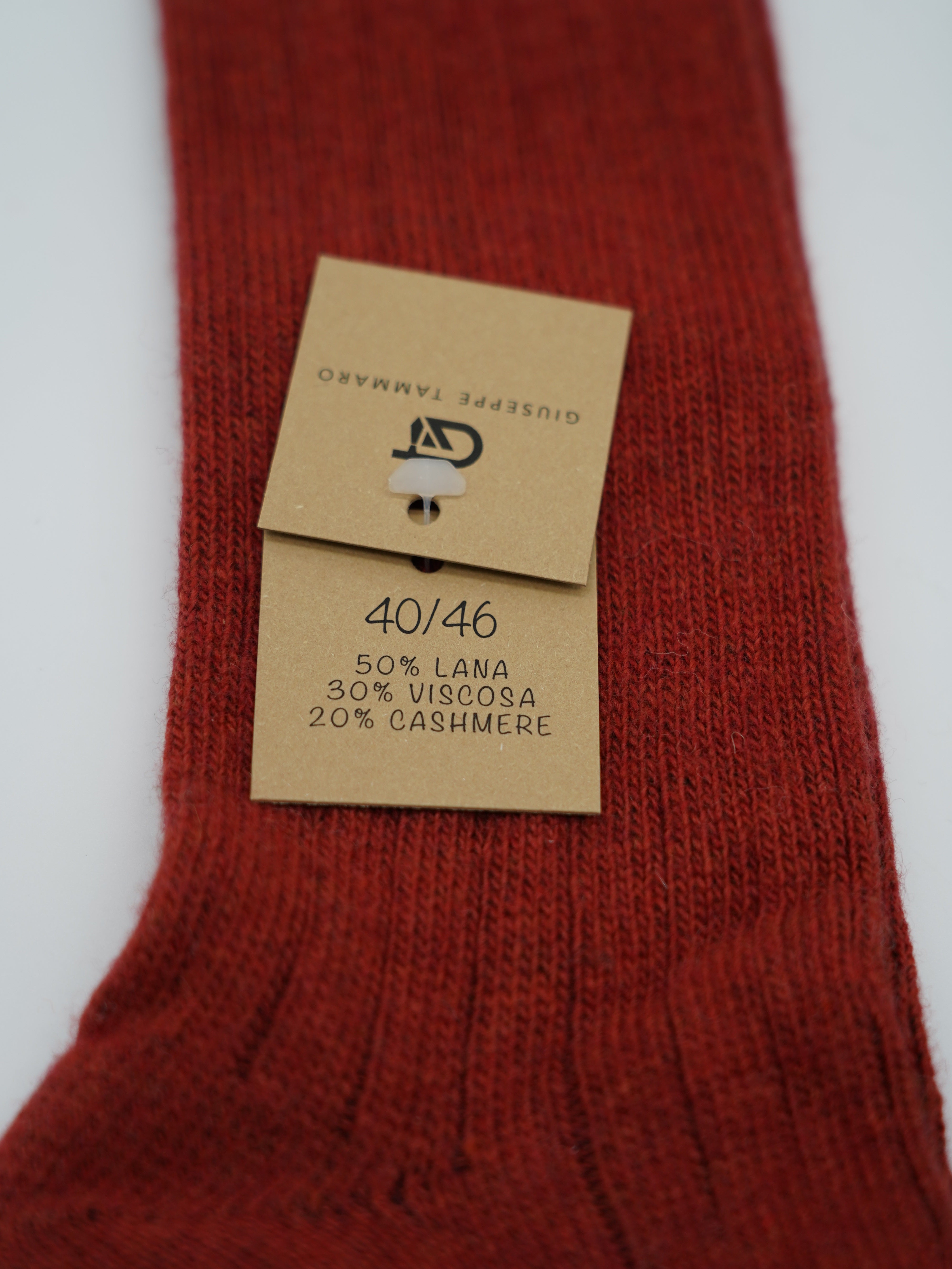 Calze lunghe a costa in misto cashmere bordeaux/verde