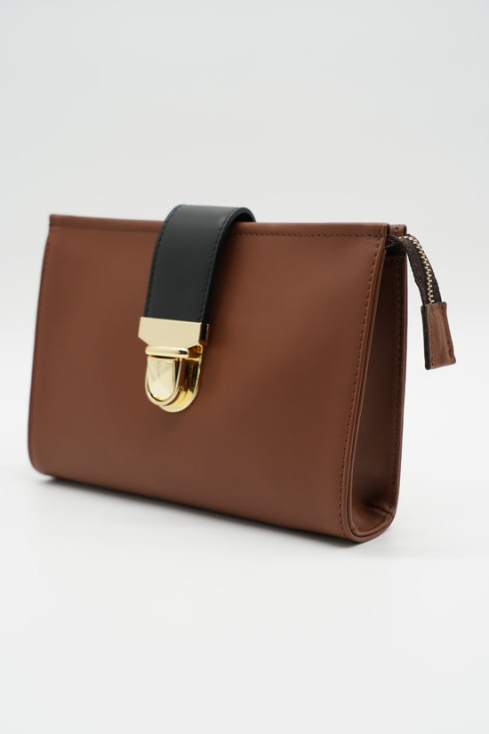 Pochette double color cuoio