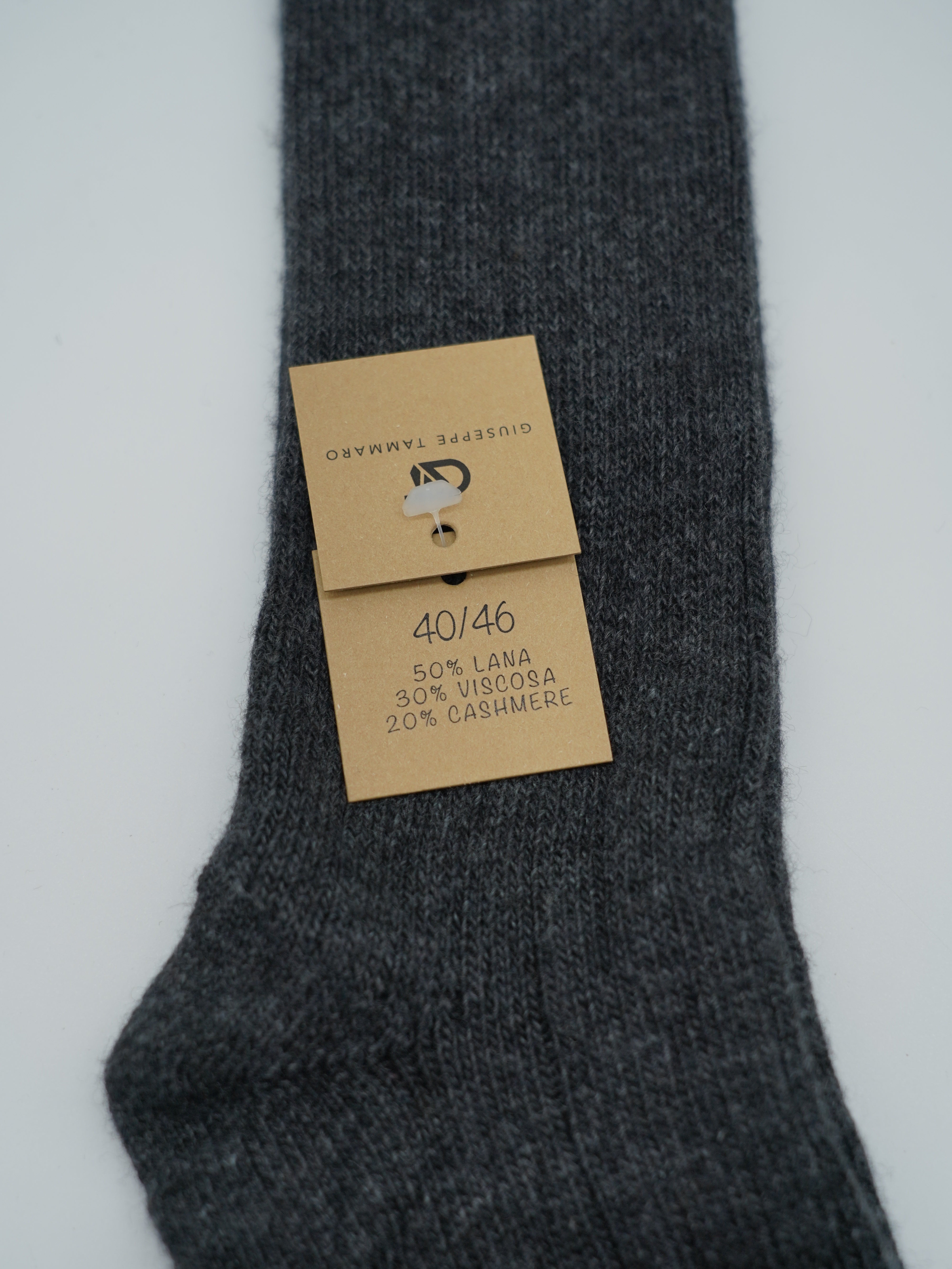 Calze lunghe a costa in misto cashmere grigio chiaro/grigio scuro