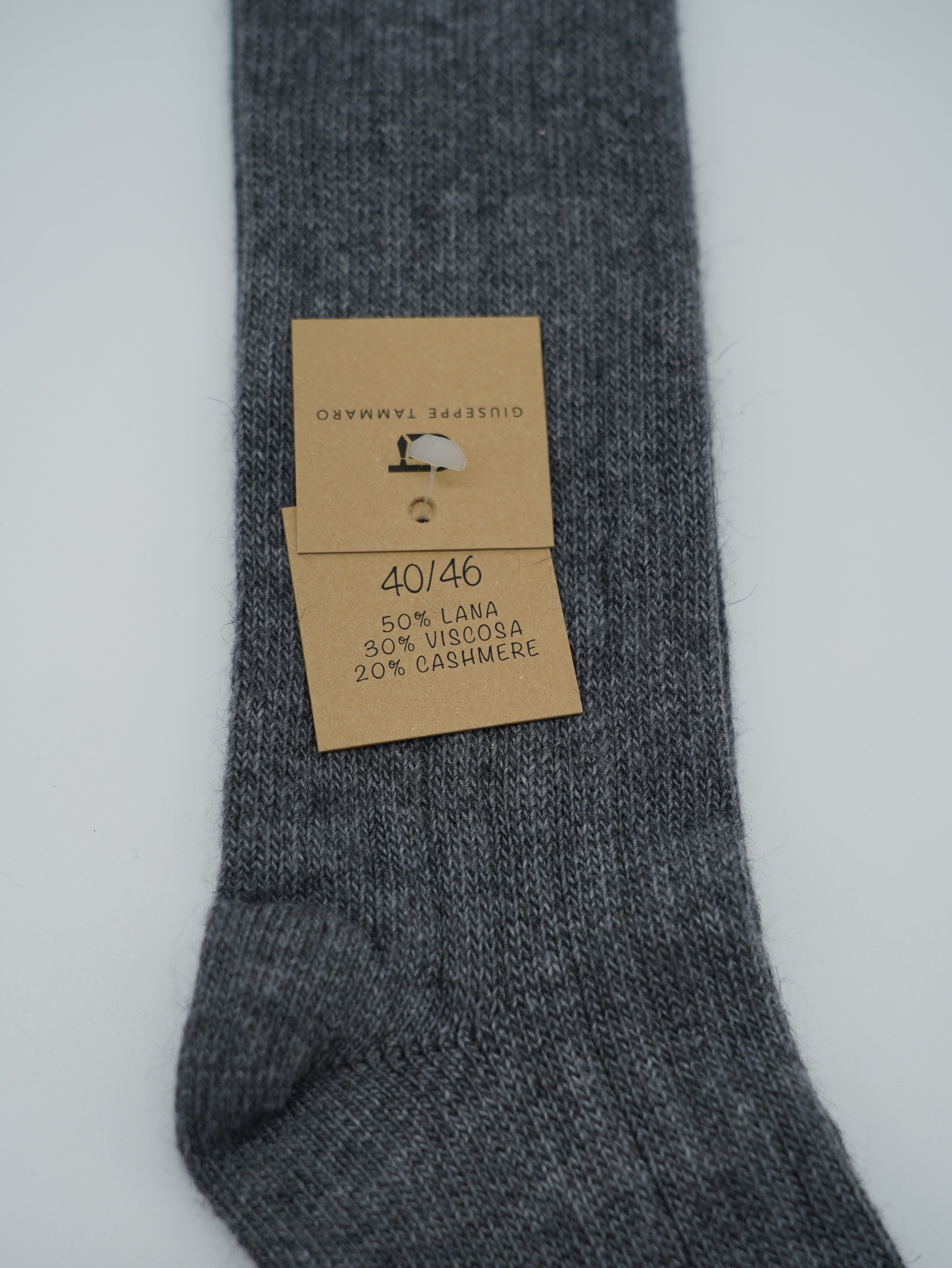 Calze lunghe a costa in misto cashmere grigio chiaro/grigio scuro