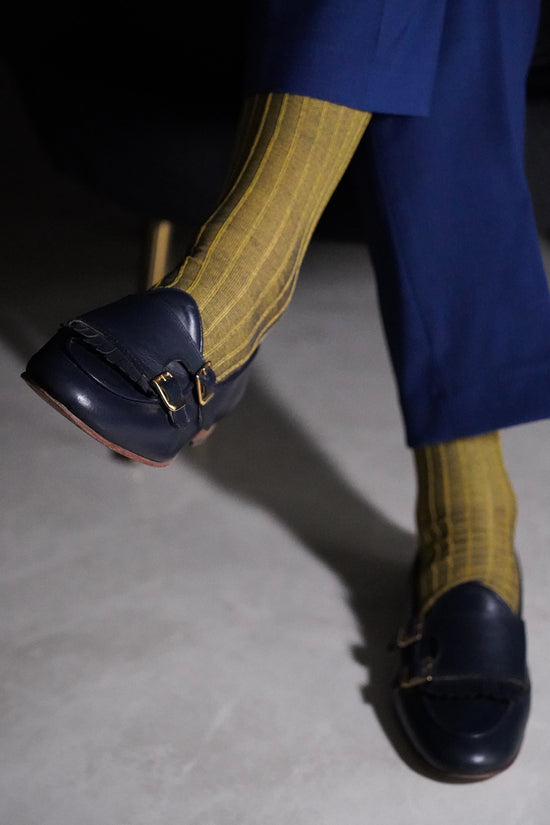 Calza Lunga Filo di Scozia - Coste Vanise | Giallo/Blu navy
