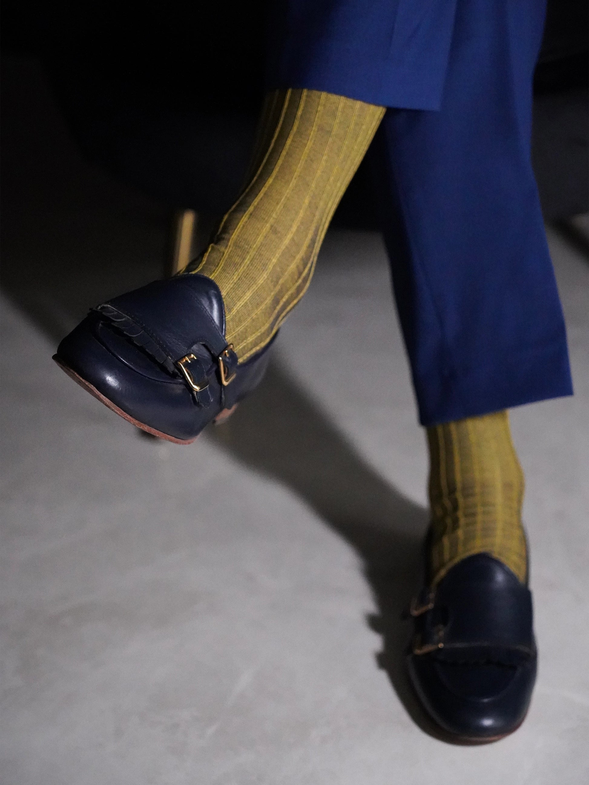 Calza Lunga Filo di Scozia - Coste Vanise | Giallo/Blu navy