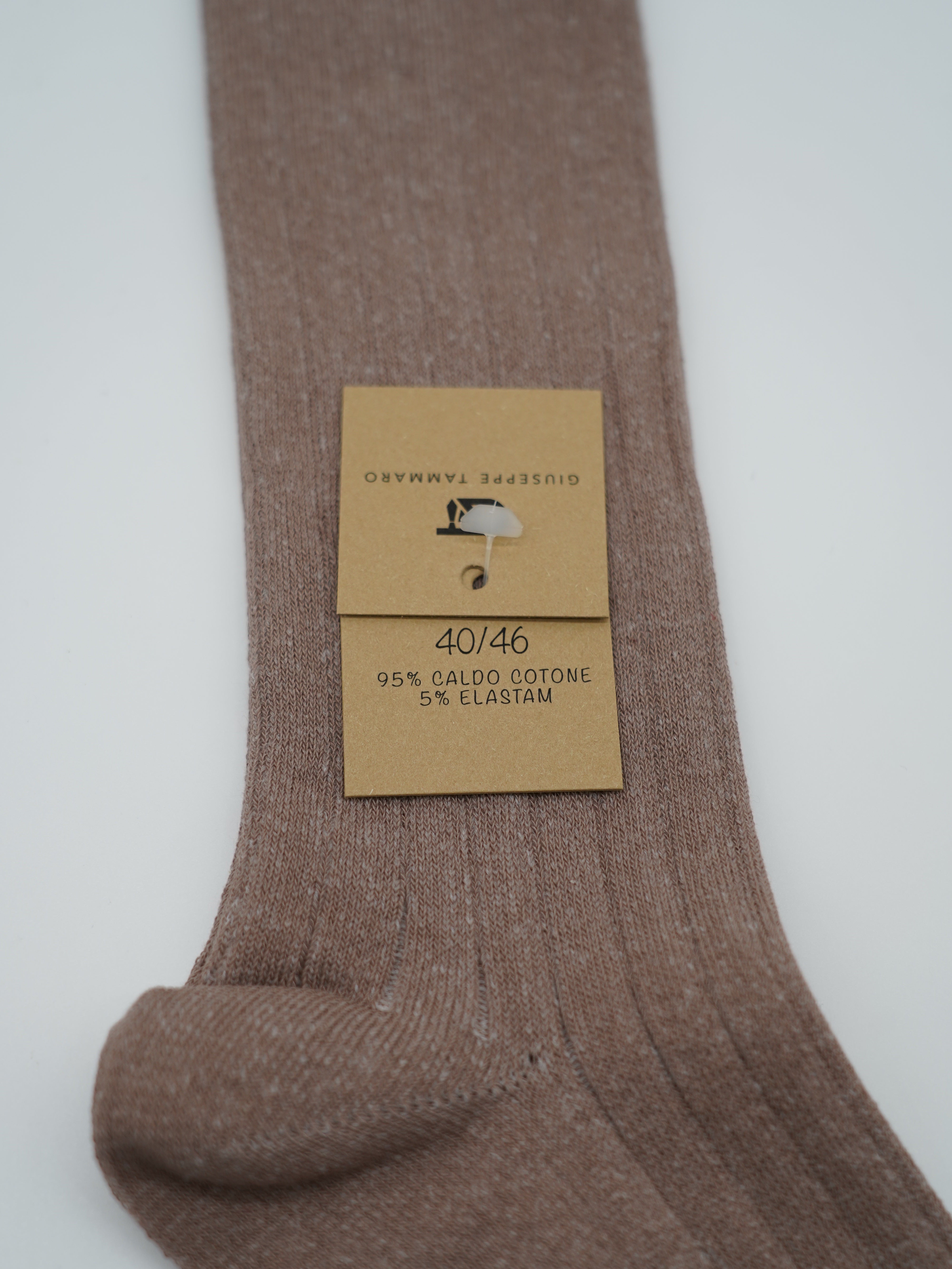 Calze lunghe a costa in caldo cotone testa di moro/beige