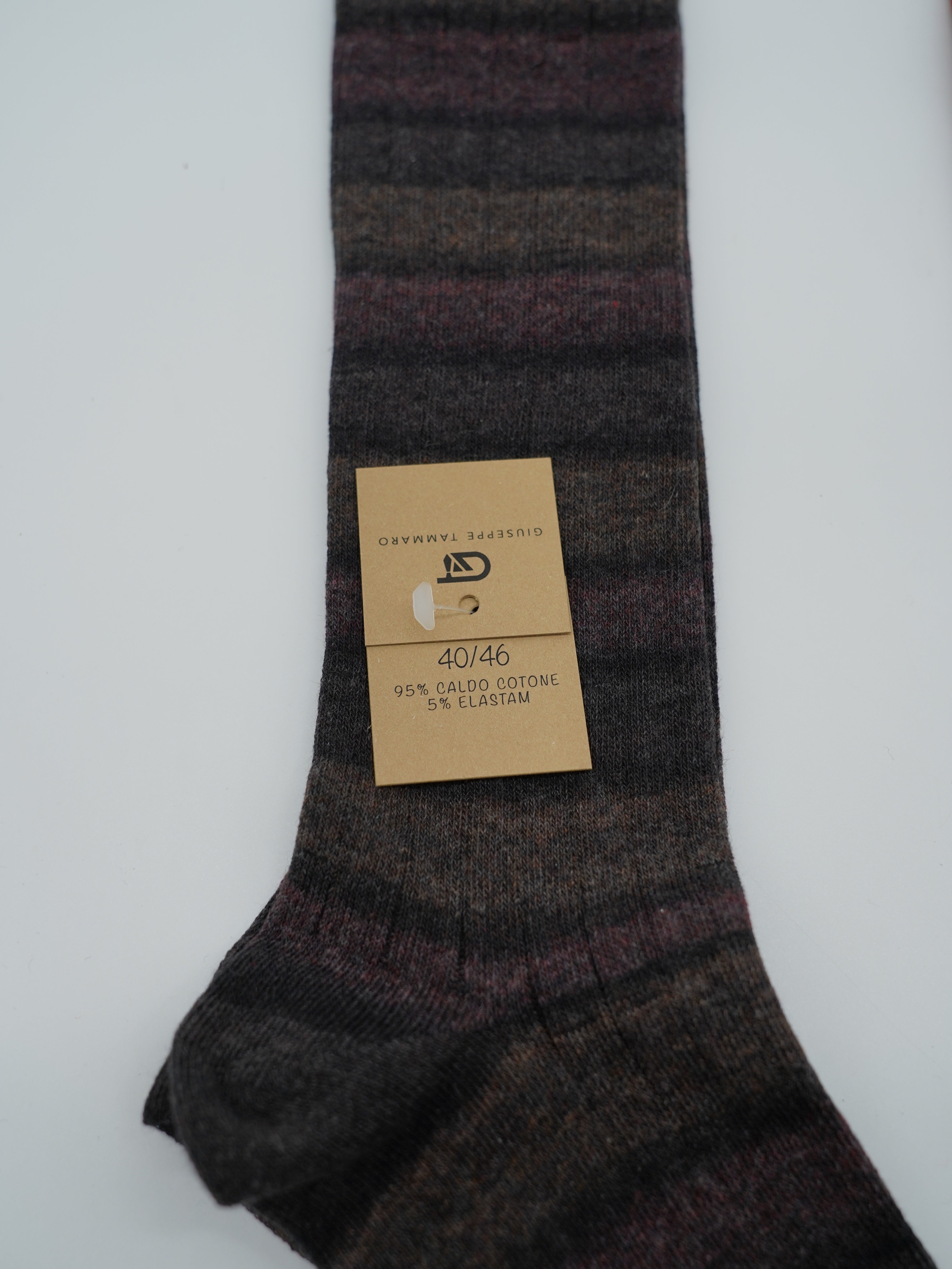 Calze lunghe a costa in caldo cotone multicolor/rame