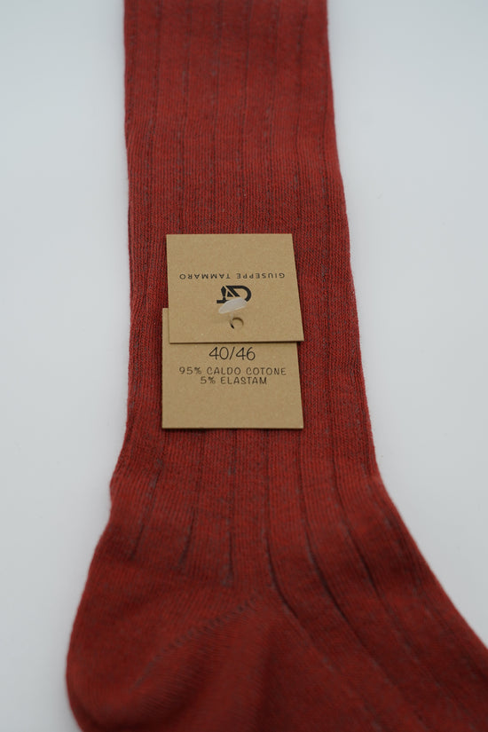 Calze lunghe a costa in caldo cotone multicolor/rame