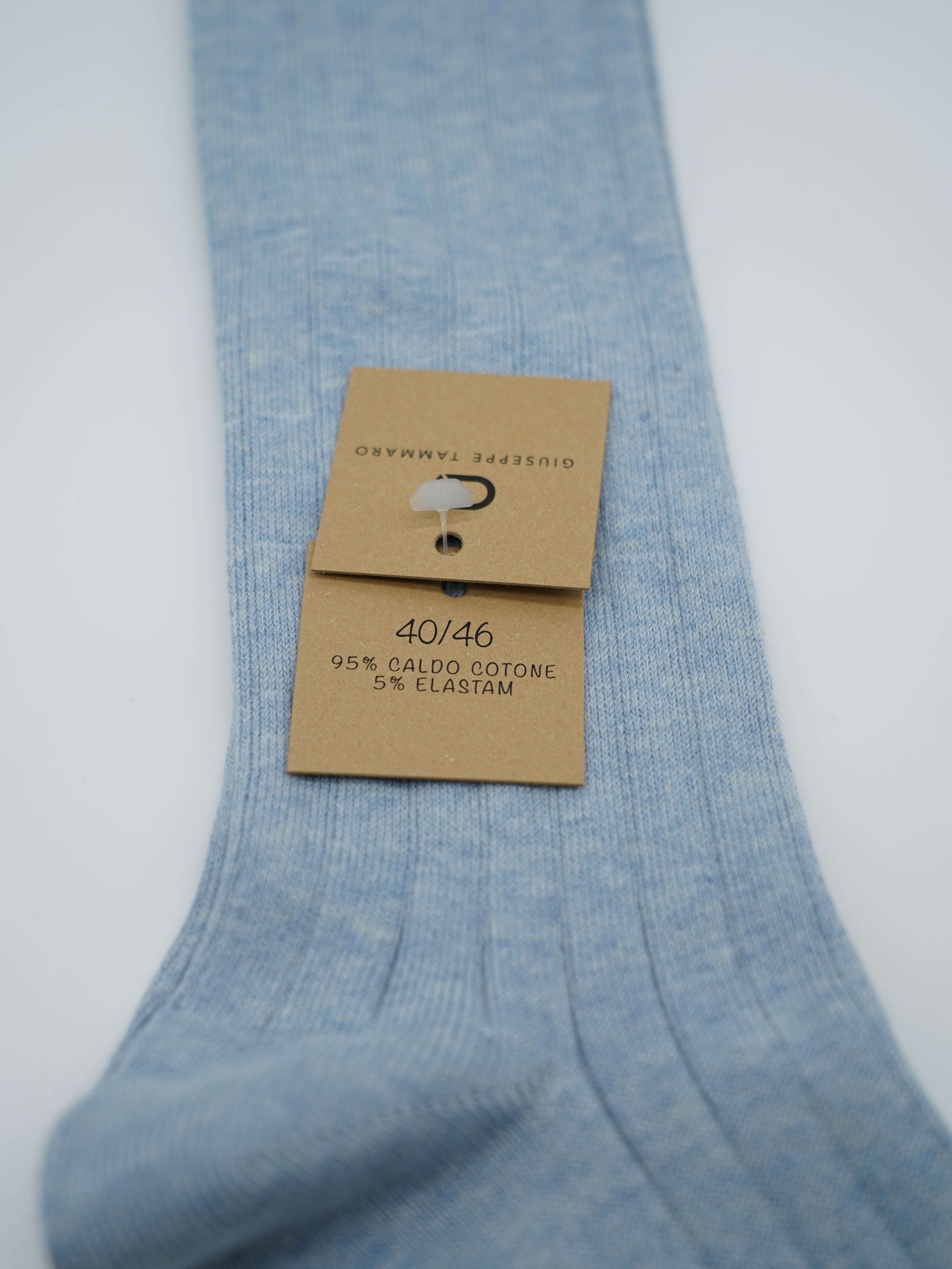 Calze lunghe a costa in caldo cotone blu/azzurro