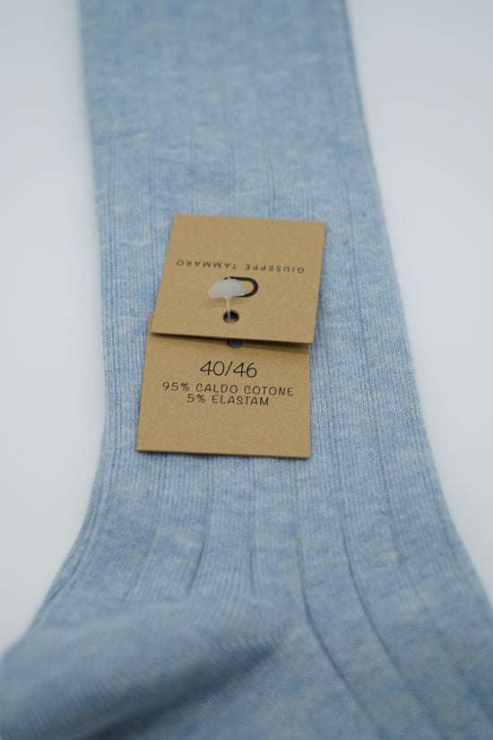 Calze lunghe a costa in caldo cotone blu/azzurro