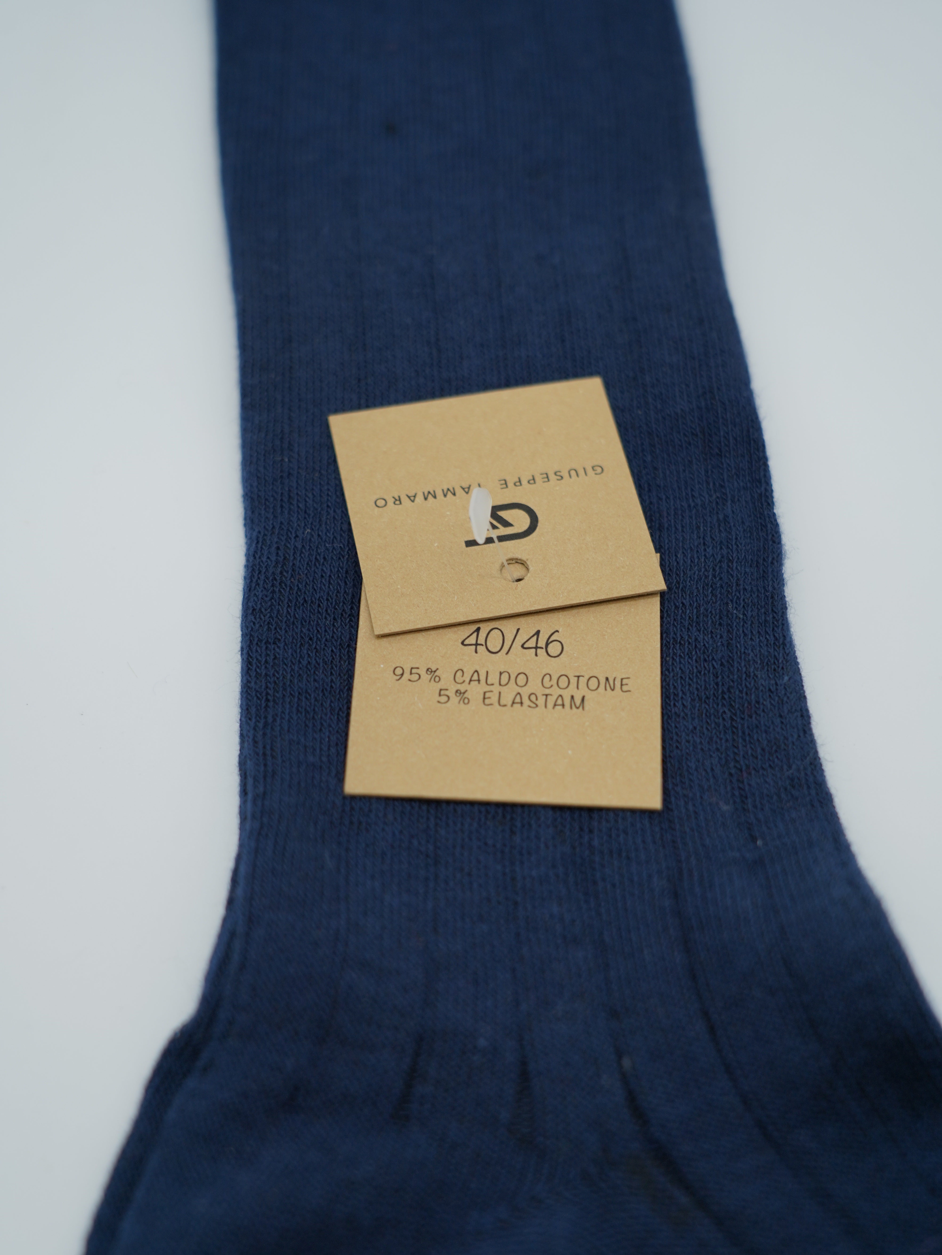 Calze lunghe a costa in caldo cotone blu