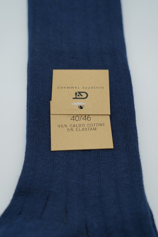 Calze lunghe a costa in caldo cotone blu