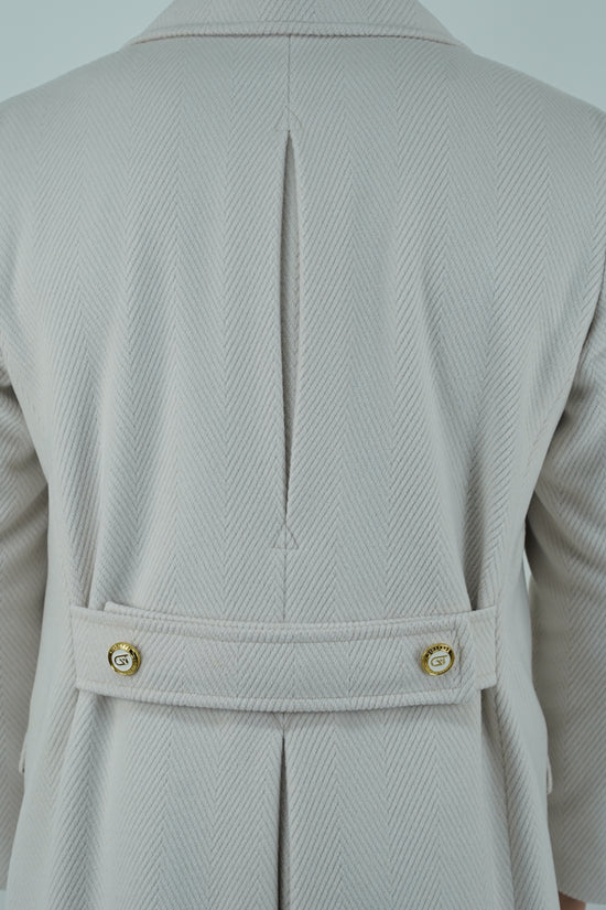 Cappotto Raglan Spigato Panna con bottoni oro