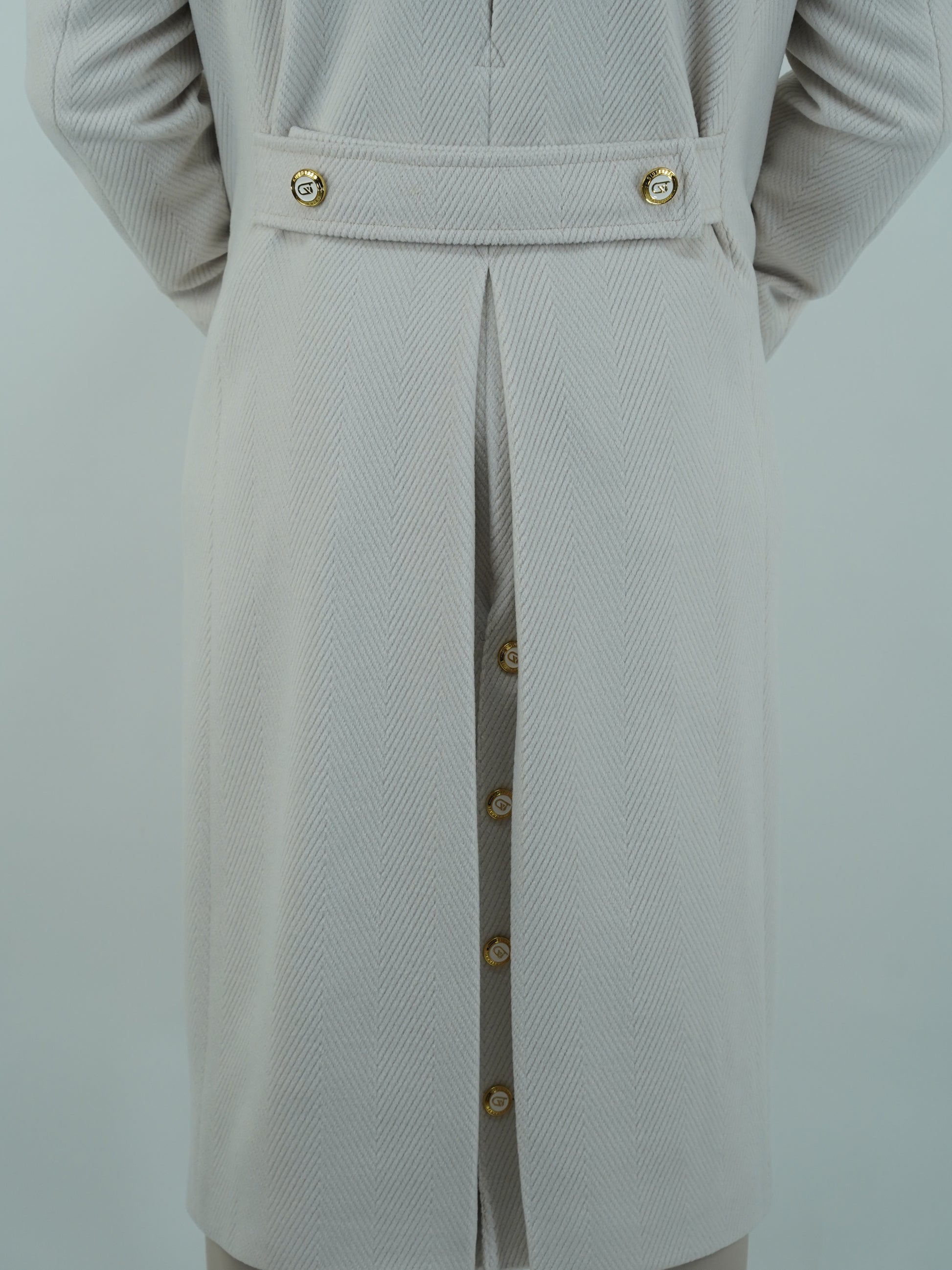 Cappotto Raglan Spigato Panna con bottoni oro