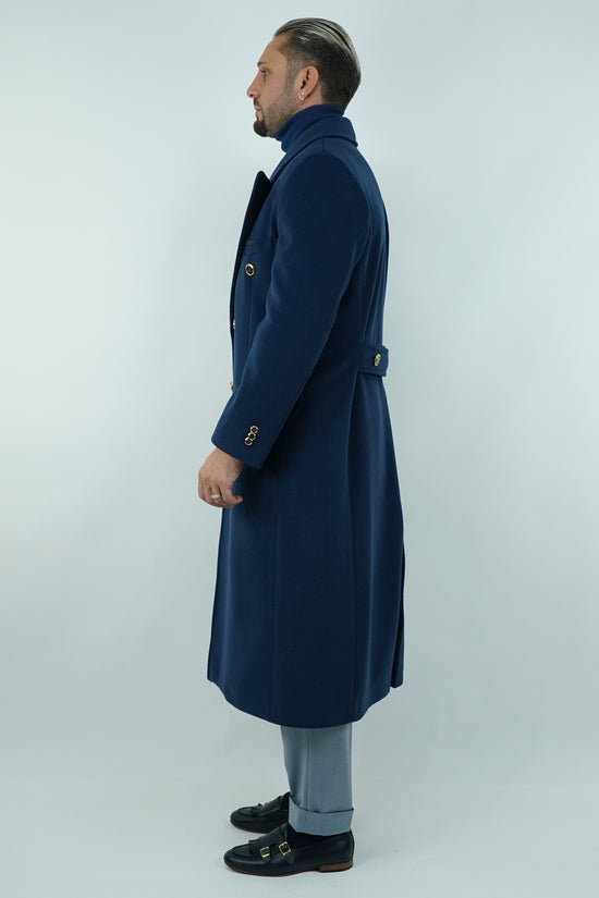 Cappotto Raglan Spigato Zaffiro con bottoni oro